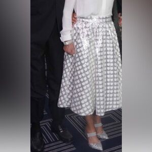 Elegant White and Silver Patterned Dress